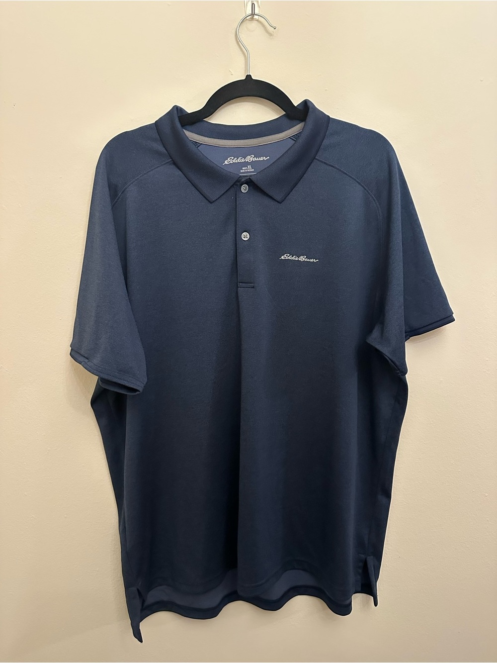 Eddie Bauer Men’s XL FreeDry Performance Polo Shirt Navy Blue Golf Athletic Dad